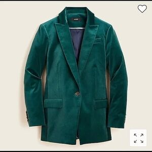 Green Holiday J Crew Velvet Blazer, Size 8, Christmas